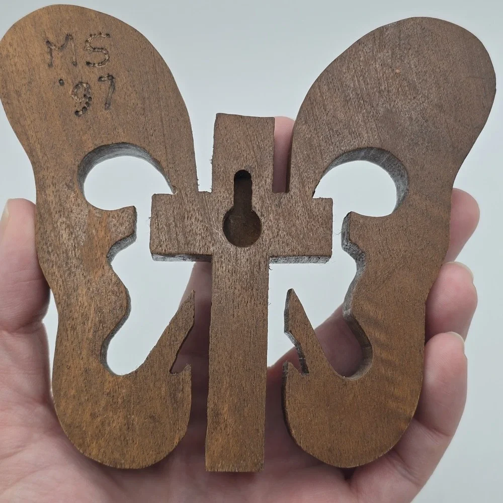 Wooden Retro Butterfly Cross Art Kitsch 1970s Home Decor Retro Vintage Wall Art